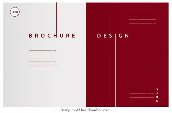 corporate brochure template flat plain white red decor
