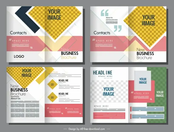 corporate brochure templates bright colorful design checkered decor