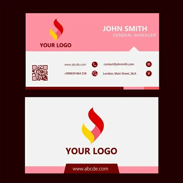 corporate business card design logotype in pink white