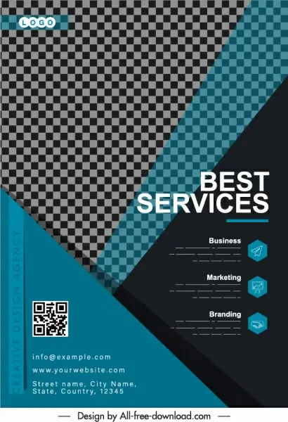 corporate flyer cover template modern dark elegant geometric