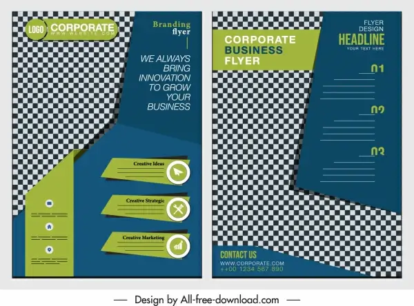 corporate flyer template elegant colorful modern checkered decor