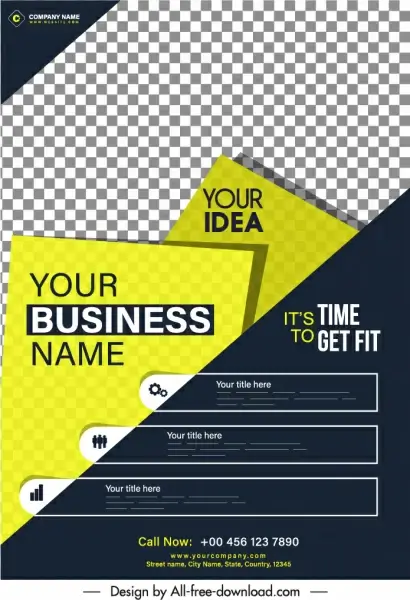 corporate flyer template modern checkered shading decor