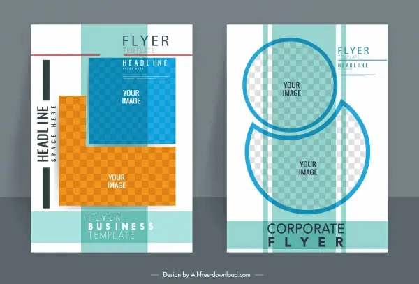corporate flyer templates colorful flat geometric checkered decor