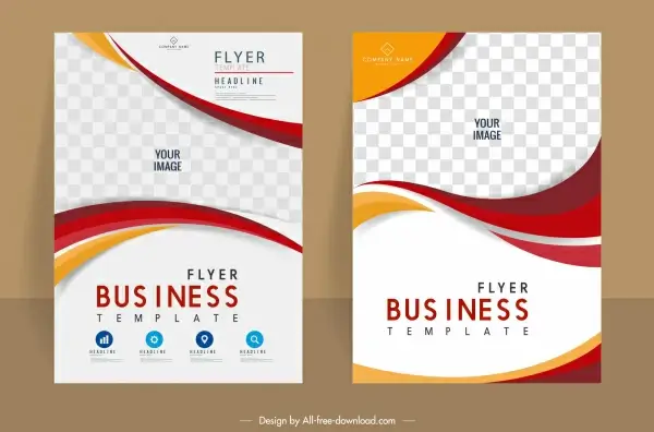 corporate flyer templates elegant colorful checkered curves decor 