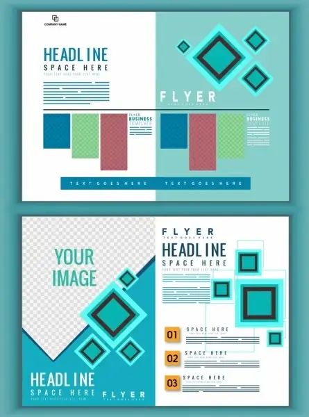 corporate flyer templates multicolored geometric decoration