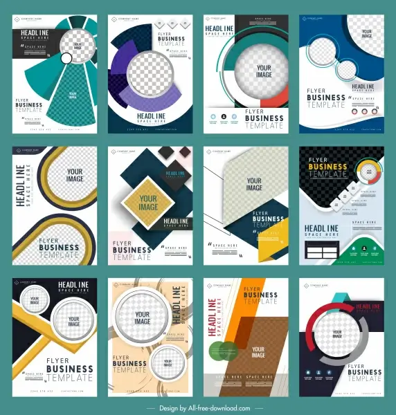 corporate flyers templates collection colorful modern design