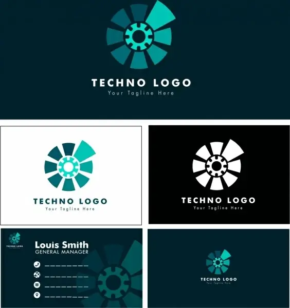 corporate identity sets technology style logo name card