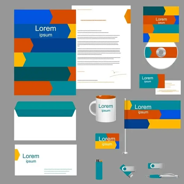corporate identity sets with colorful design