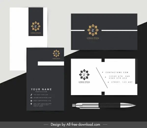 corporate identity templates floral decor elegant black design