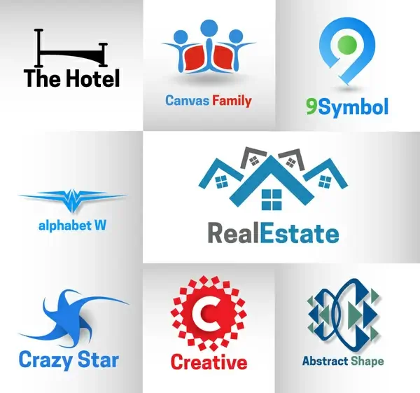 corporate logo design elements illustration with various shapes