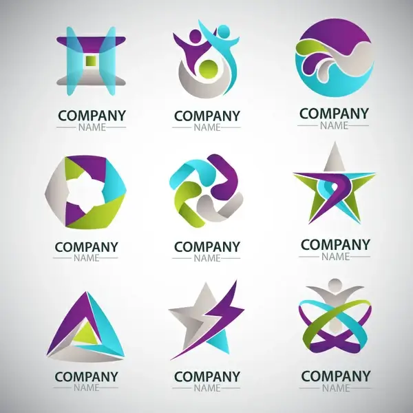 corporate logo sets design with various shapes