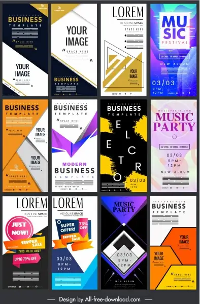 corporate poster templates collection modern colorful abstract decor