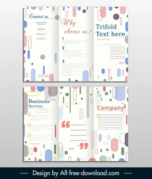 corporate trifold brochure bright colorful flat geometric decor
