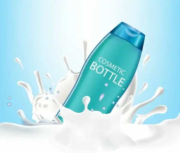 cosmetic advertisement splashing milk blue bottle decoration 