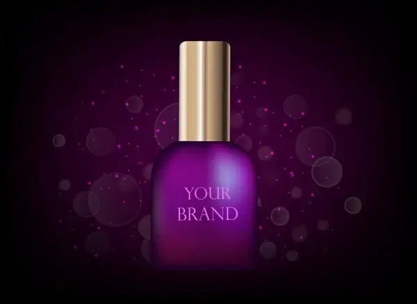 cosmetic advertisement violet nail polish icon bokeh backdrop