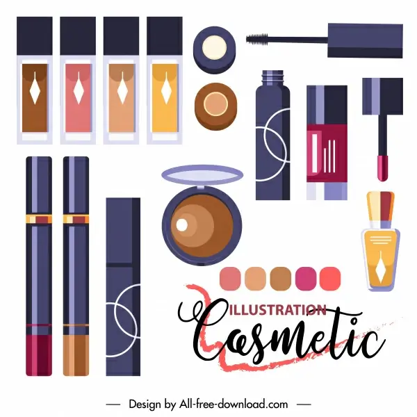 cosmetic banner template colorful modern flat sketch