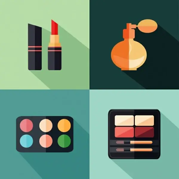 cosmetic design elements flat colorful isolation