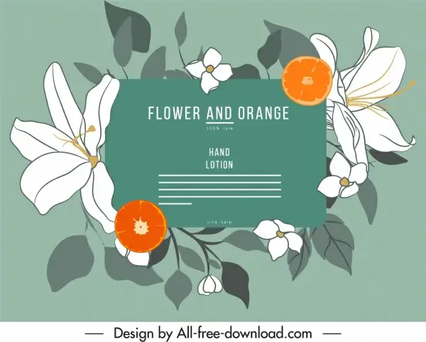 cosmetic label template flowers fruits decor handdrawn classic