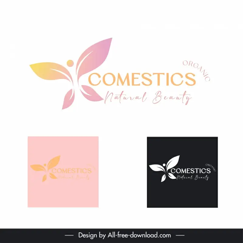 cosmetic logo template flat flower design 