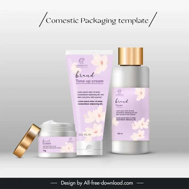 cosmetic packaging template modern realistic 