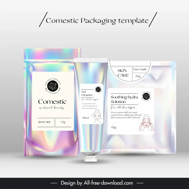 cosmetic packaging template modern shiny realistic design 