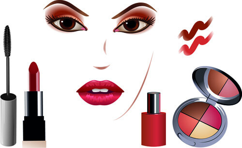 cosmetics and make up elements vector