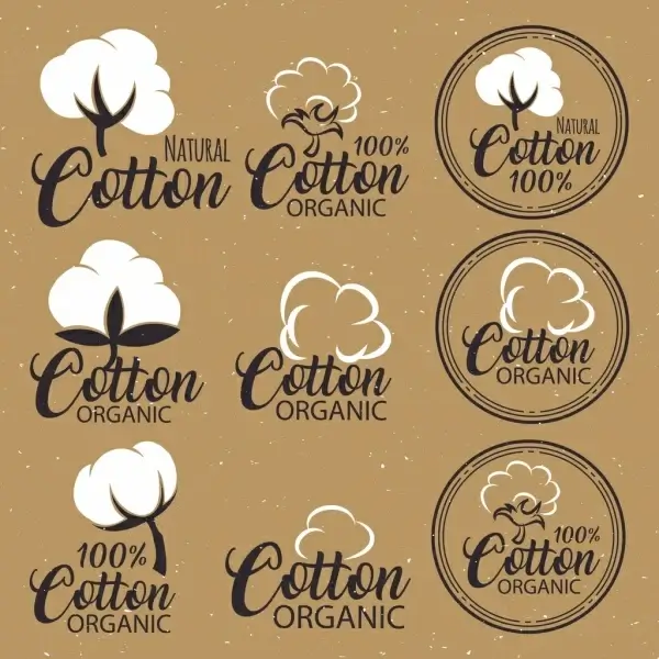 cotton product labels collection calligraphy flat flowers design