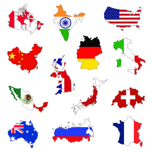 countries flags and map design vector