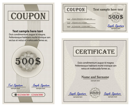 coupon with certificate templates vector