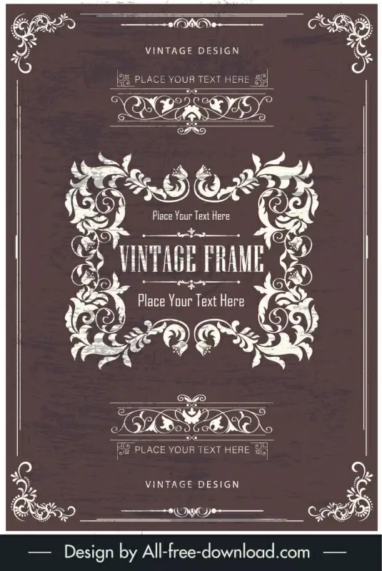 cover template dark vintage frame symmetry