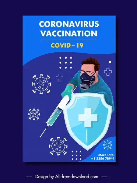 covid19 banner template fighting doctor shield viruses sketch