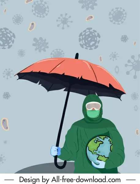 covid 19 banner rainy viruses protected earth sketch