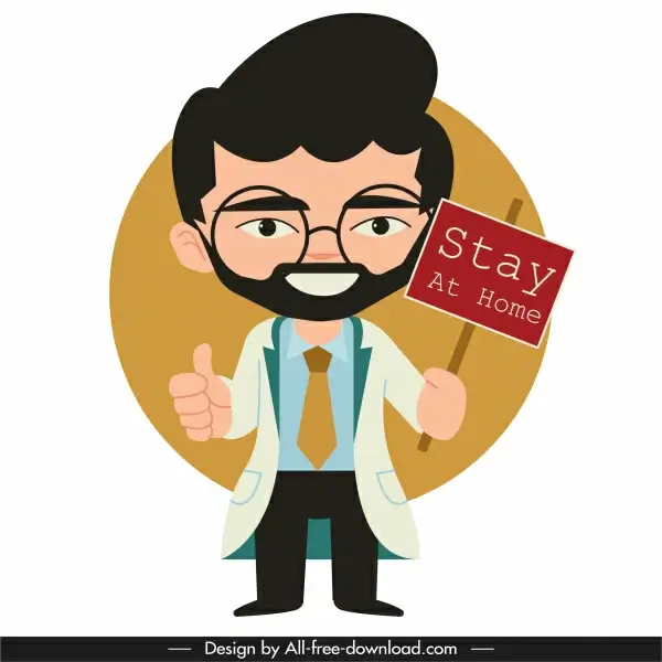covid 19 poster doctor icon cartoon character sketch