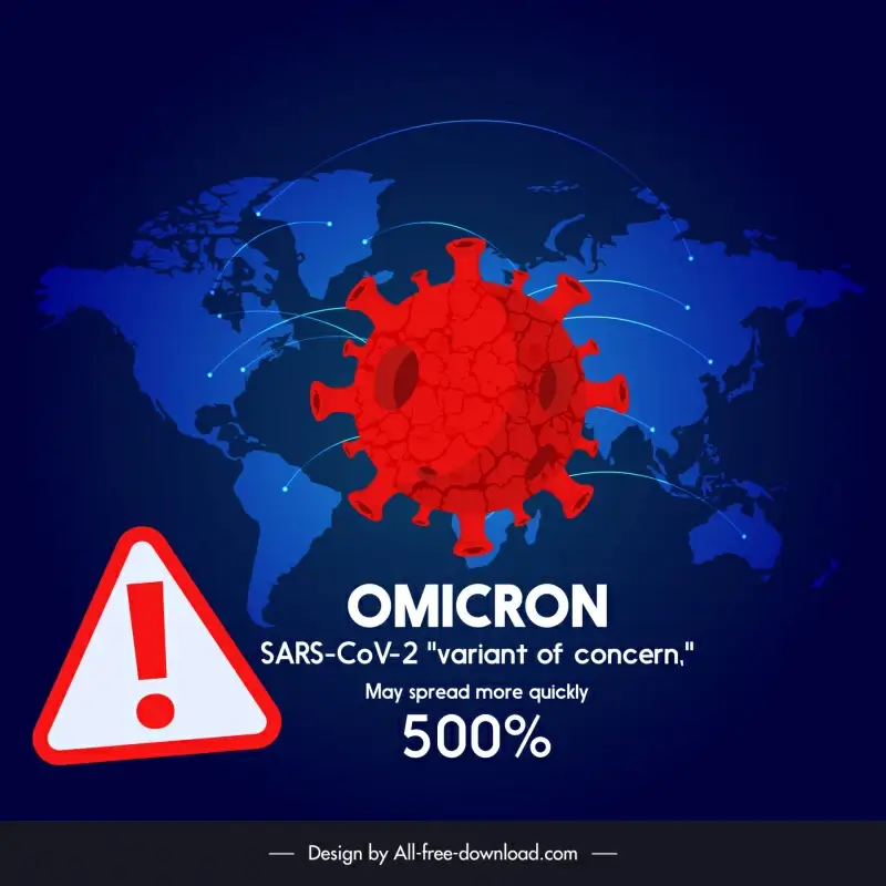 covid-19 variant omicron spreading warning poster dark design