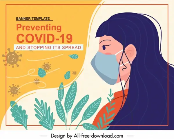 covid epidemic poster handdrawn woman leaf viruses sketch