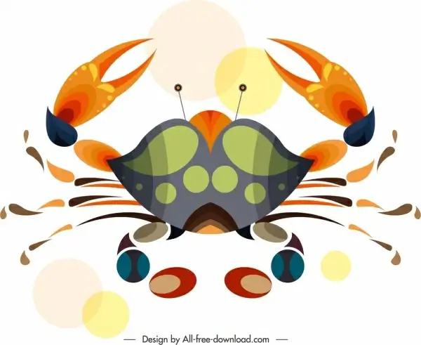 crab animal icon classical colorful flat sketch