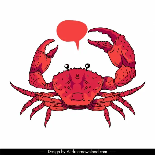 crab icon red classic handdrawn sketch
