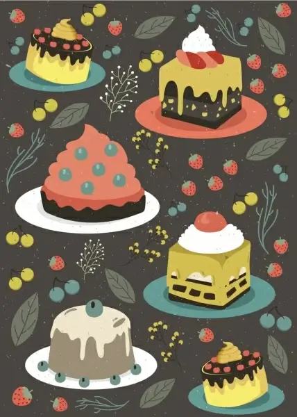 cream cakes background multicolored classical decor