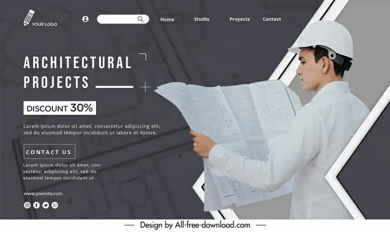 creative architect landing page template contrast modern 