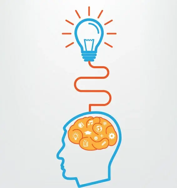 creative brains and lighting vector