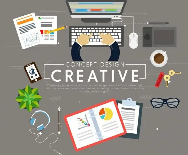 creative concept background office work design elements