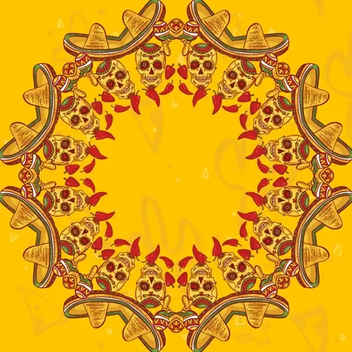 creative floral skulls frame vector background
