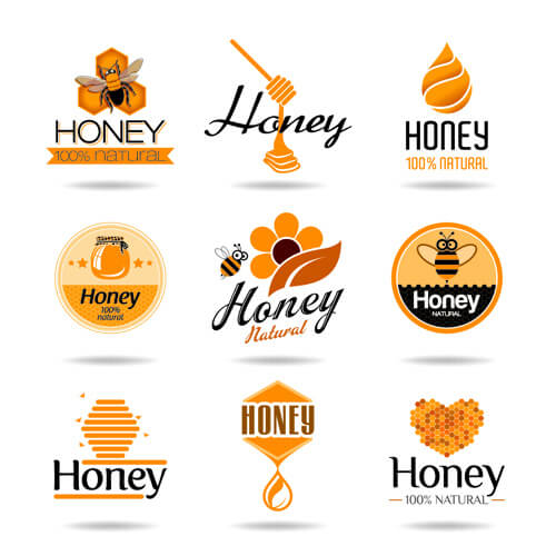 creative honey logos desing vector