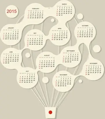 creative hot balloon calendar15 vector