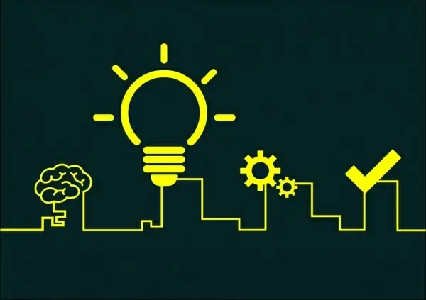 creative idea concept bulb brain gears silhouette decoration