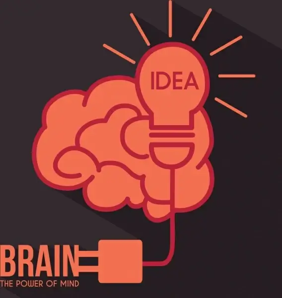 creative idea concept flat bulb brain plug icons