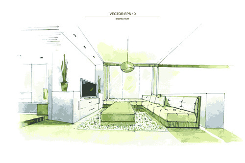 creative interior sketch design vector