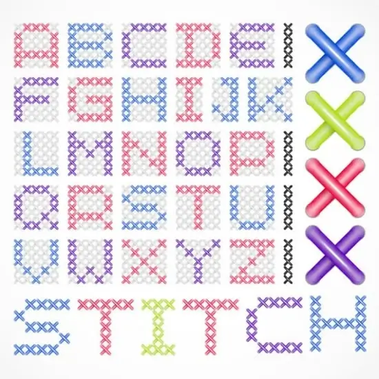 alphabet template stitch weave sketch colorful flat