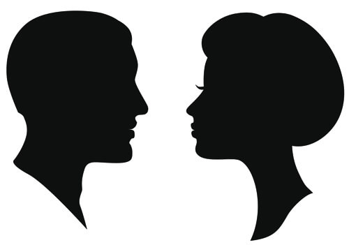 creative man and woman silhouettes vector set