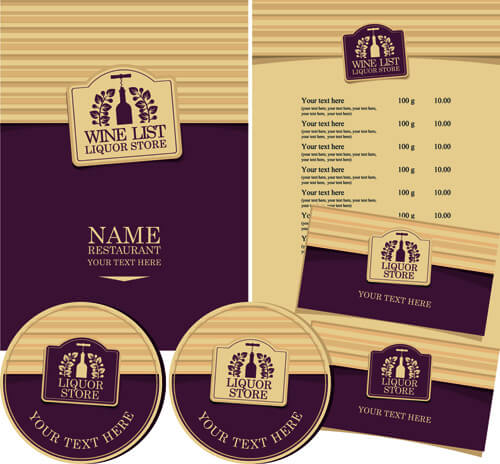 creative menu with list and cards vector
